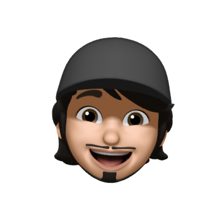 Rounded logo with emoji of myself.